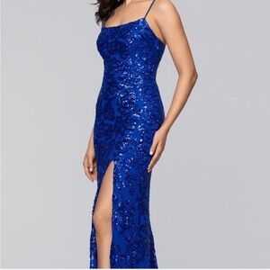 Blondie Nights Royal Blue Sequin Rose Prom Formal Gown